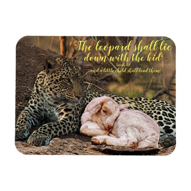 The leopard shall lie down with the lamb-Isaiah 11 Magnet (Horizontal)