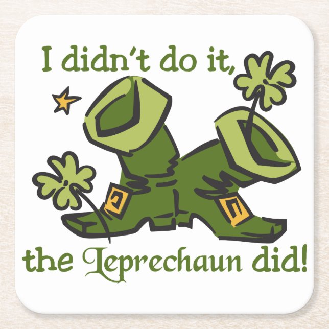 The Leprechaun Did Square Paper Coaster (Front)