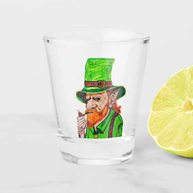 THE LEPRECHAUN OF THE WOODLANDS  SHOT GLASS (Front)