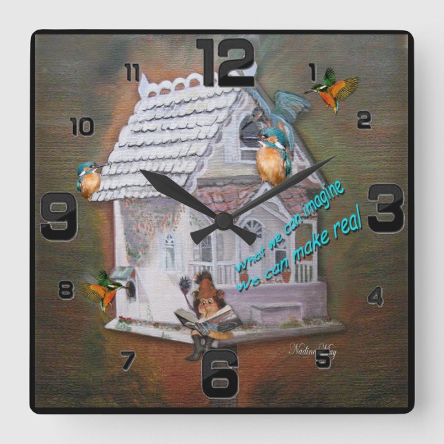 The Leprechaun Reader Square Wall Clock (Front)