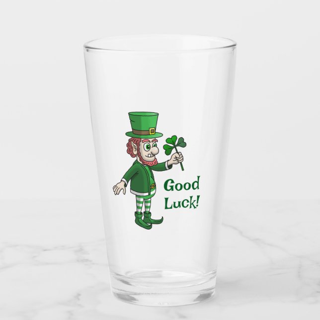 The Leprechaun with a shamrock Glass (Front)