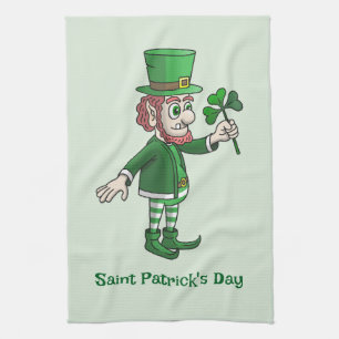 The Leprechaun with a shamrock Tea Towel