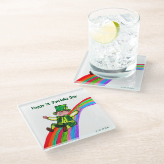 THE LEPRECHAUN'S RAINBOW  GLASS COASTER