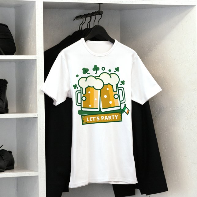  The "Let's Party" Beer Mugs St. Patrick's Day  T-Shirt (Cheers to good times and green beer.)