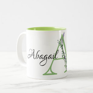 The letter A, watercolor Lavendermonogram Two-Tone Coffee Mug