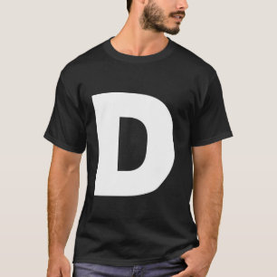 The Letter D Capital Plain White Bold Text T-Shirt