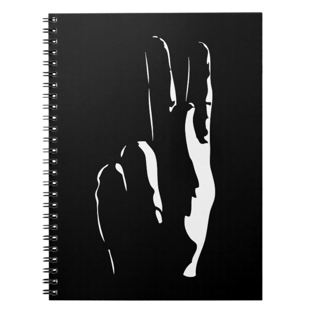 the letter K in sign language Spiral Notebook (Front)