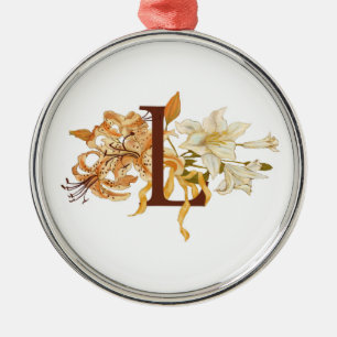 The Letter L with Lilies Metal Tree Decoration