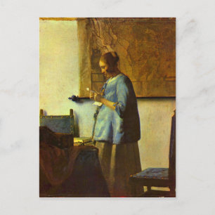 The letter reader by Johannes Vermeer Postcard