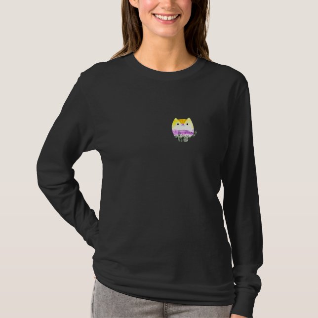 The Lgbtqa Genderqueer Non-Binary Nb Pride Cat T-Shirt (Front)
