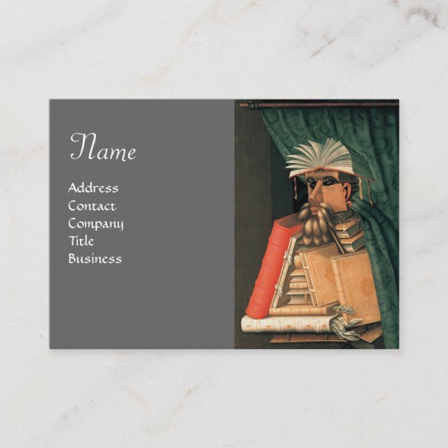 THE LIBRARIAN MONOGRAM,grey Business Card (Front)