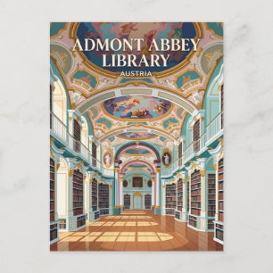 The library at Admont Abbey Austria Postcard