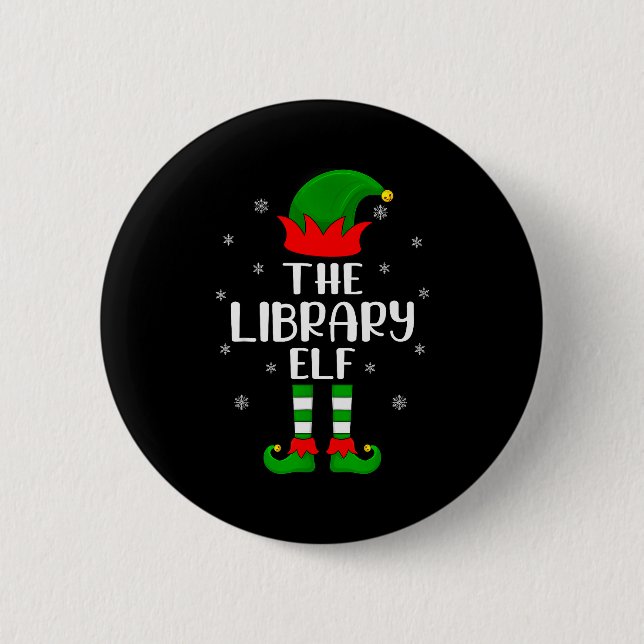 The Library Elf Christmas Party Matching Family Xm 6 Cm Round Badge (Front)