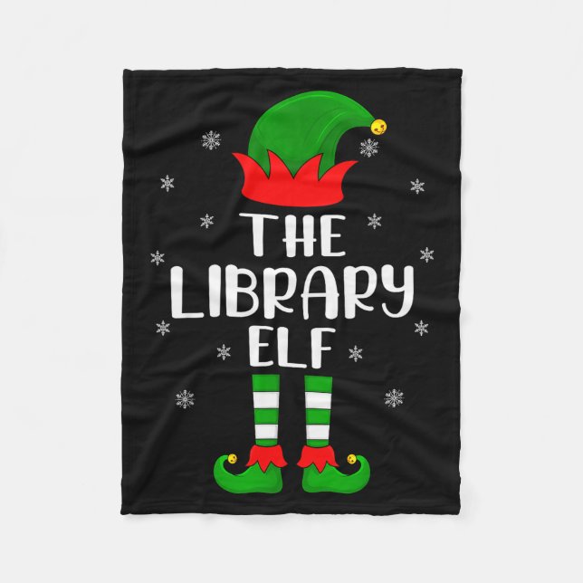 The Library Elf Christmas Party Matching Family Xm Fleece Blanket (Front)
