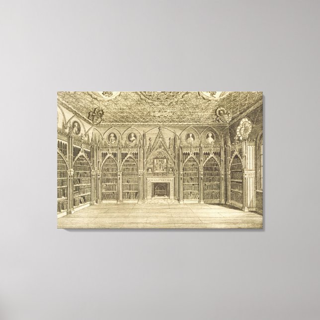 The Library, engraved by Godfrey, from 'Descriptio Canvas Print (Front)