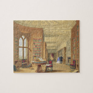 The Library, Windsor Castle, 1838 (colour litho) Jigsaw Puzzle