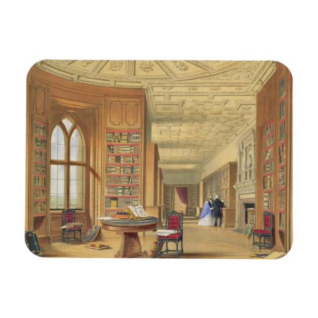 The Library, Windsor Castle, 1838 (colour litho) Magnet (Horizontal)