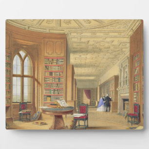 The Library, Windsor Castle, 1838 (colour litho) Plaque