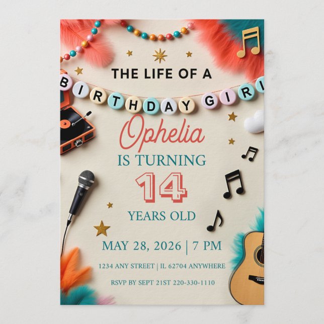 The Life of a Birthday Girl Showgirl Birthday Invitation (Front)