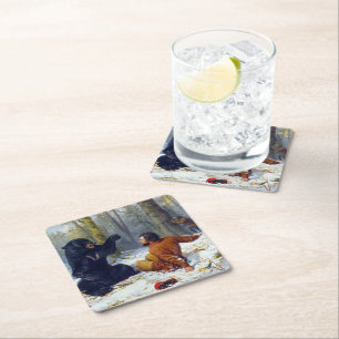 The Life of a Hunter A Tight Fix Arthur Tait 1856 Square Paper Coaster