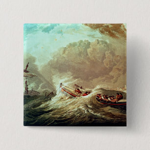 The Lifeboat off Tynemouth Bay 15 Cm Square Badge