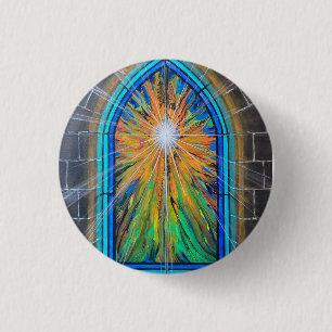 The Light 3 Church Stained Glass Window    Cm Round Badge