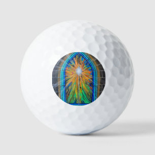 The Light 3 Church Stained Glass Window Golf Balls