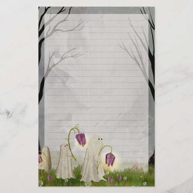 The Light Bringers Cute Ghost Lined Writing Paper (Front)