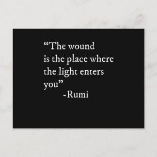 The Light Enters Rumi Quote Print Postcard
