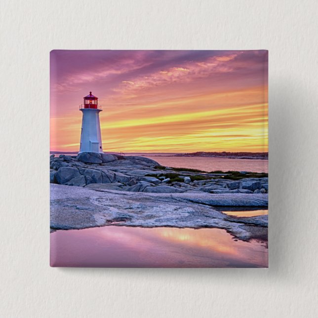The Light Keeper | Peggy'S Cove 15 Cm Square Badge (Front)