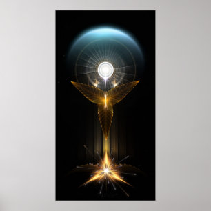 The Light Of Hope On Golden Wings Fractal Art Poster
