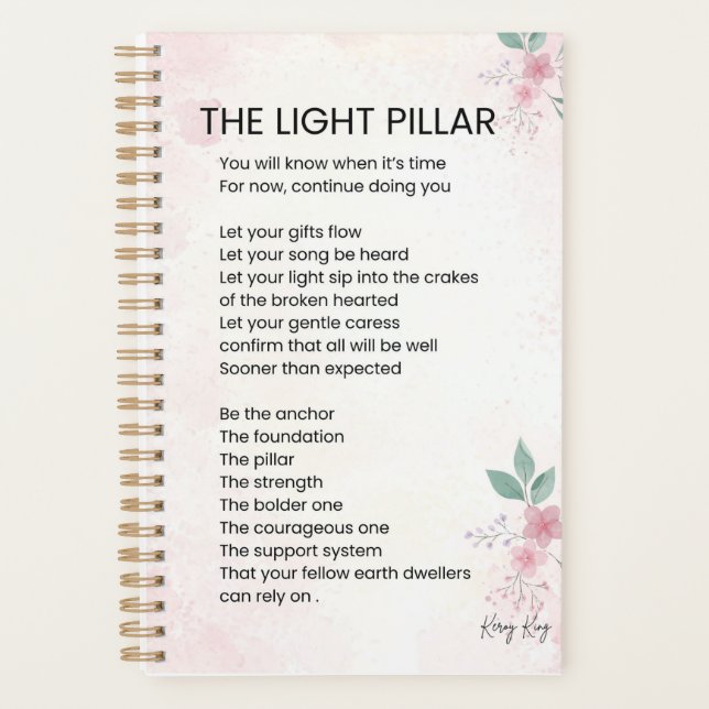 The Light Pillar - Awakening Poem Poetry  Planner (Front)
