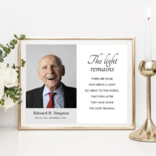 The Light Remains Funeral Memorial Poem With Photo Poster