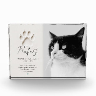The Light Remains | Memorial Paw Print Pet Photo Block