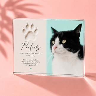 The Light Remains | Memorial Paw Print Pet Photo Block