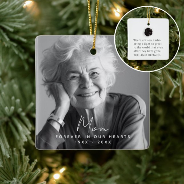 The Light Remains | Memorial Rose Custom Photo Ceramic Ornament (Creator Uploaded)