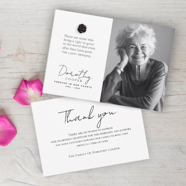 The Light Remains | Memorial Rose Custom Photo Thank You Card (Creator Uploaded)