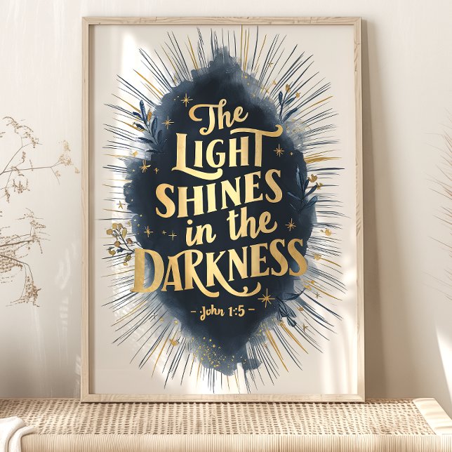 The Light Shines: John 1:5 Bible Verse Art Poster (Creator Uploaded)