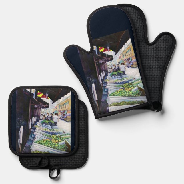 The Lighter Side of Lavender Street, Singapore Oven Mitt & Pot Holder Set (Front/Back)