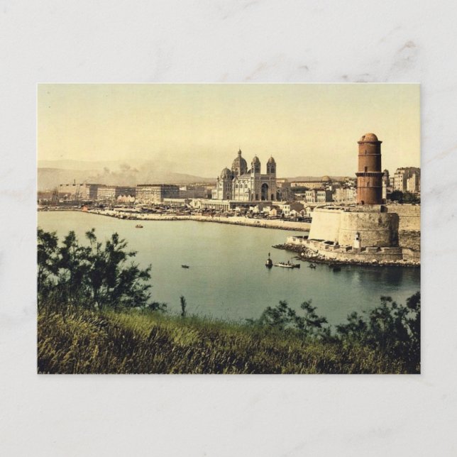 The lighthouse and cathedral, Marseilles, France v Postcard (Front)