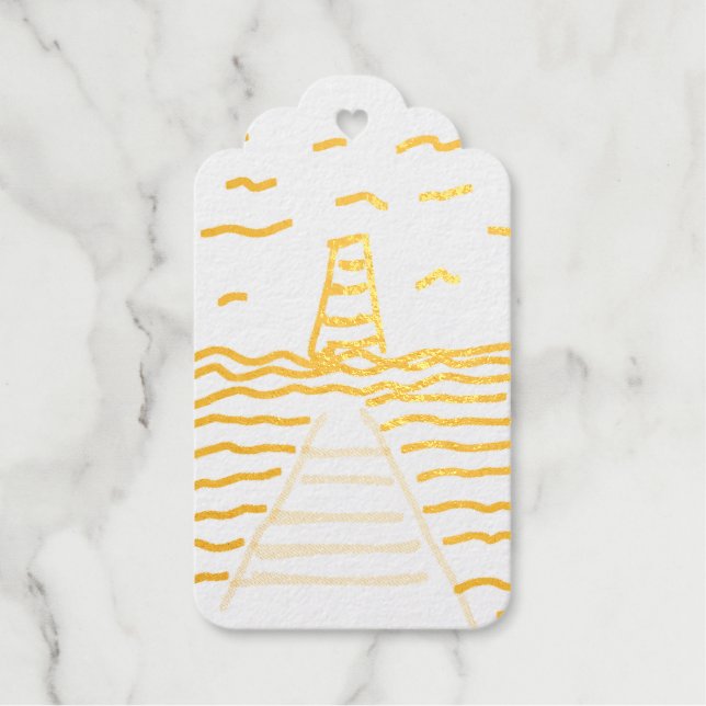 The Lighthouse and the Pier Foil Gift Tag (Front)