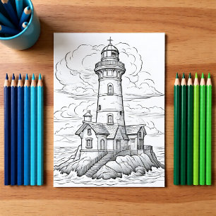 The Lighthouse   Colour Your Own Greeting