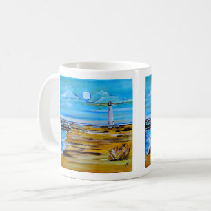 The Lighthouse on the Beach Painting / Alfred Fox  Coffee Mug