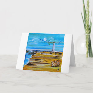 The Lighthouse on the Beach Painting by Alfred Fox Card