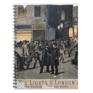 'The Lights O' London' (colour litho) Spiral Notebook