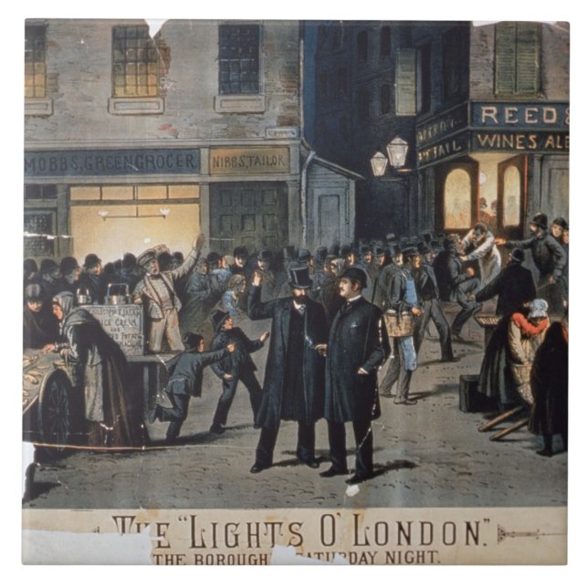 'The Lights O' London' (colour litho) Tile (Front)