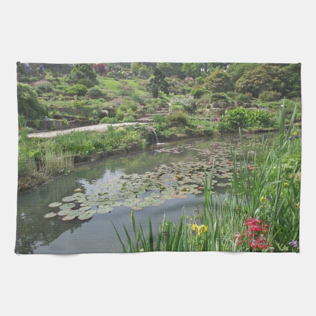 The Lily Pond at RHS Wisley Tea Towel (Horizontal)