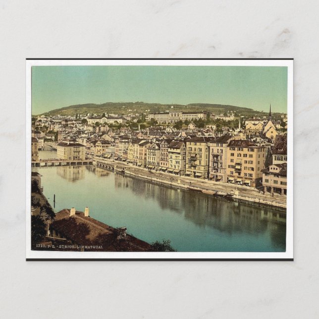 The Limmatquay, with Polytechnic, Zurich, Switzerl Postcard (Front)