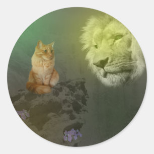 The Lion And The Cat, Round Stickers