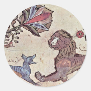 The Lion And The Jackal Dimna By Syrischer Maler U Classic Round Sticker